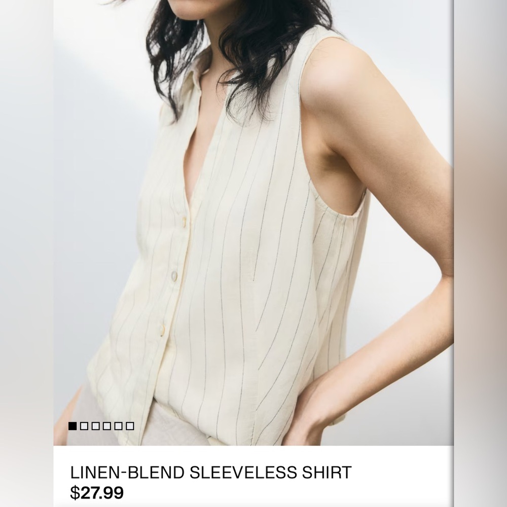 NEW!🥀 Cream Sleeveless Linen-Blend Vest Top